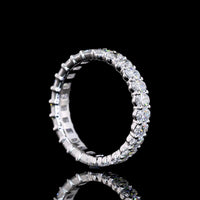 14K White Gold Eternity Band with Alternating Emerald and Oval Cut Lab Diamonds - 2.58 Carats Total Diamond Weight E-F VS - Covaloro Fine Jewelry