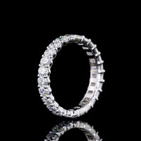 14K White Gold Eternity Band with Alternating Emerald and Oval Cut Lab Diamonds - 2.58 Carats Total Diamond Weight E-F VS - Covaloro Fine Jewelry