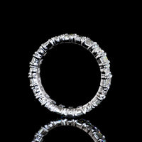14K White Gold Eternity Band with Alternating Emerald and Oval Cut Lab Diamonds - 2.87 Carat Total Weight, E-F Color VS1 Clarity - Covaloro Fine Jewelry