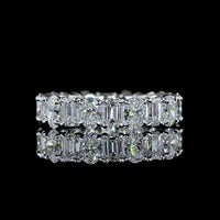 14K White Gold Eternity Band with Alternating Emerald and Oval Cut Lab-Grown Diamonds - 3.34 Total Carat Weight, E-F Color, VS Clarity - Covaloro Fine Jewelry