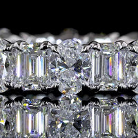 14K White Gold Eternity Band with Alternating Emerald and Oval Cut Lab-Grown Diamonds - 3.34 Total Carat Weight, E-F Color, VS Clarity - Covaloro Fine Jewelry
