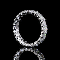 14K White Gold Eternity Band with Alternating Emerald and Oval Cut Lab-Grown Diamonds - 3.34 Total Carat Weight, E-F Color, VS Clarity - Covaloro Fine Jewelry