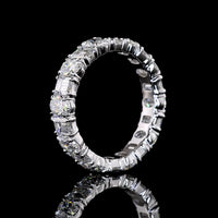 14K White Gold Eternity Band with Alternating Emerald and Oval Cut Lab-Grown Diamonds - 3.34 Total Carat Weight, E-F Color, VS Clarity - Covaloro Fine Jewelry