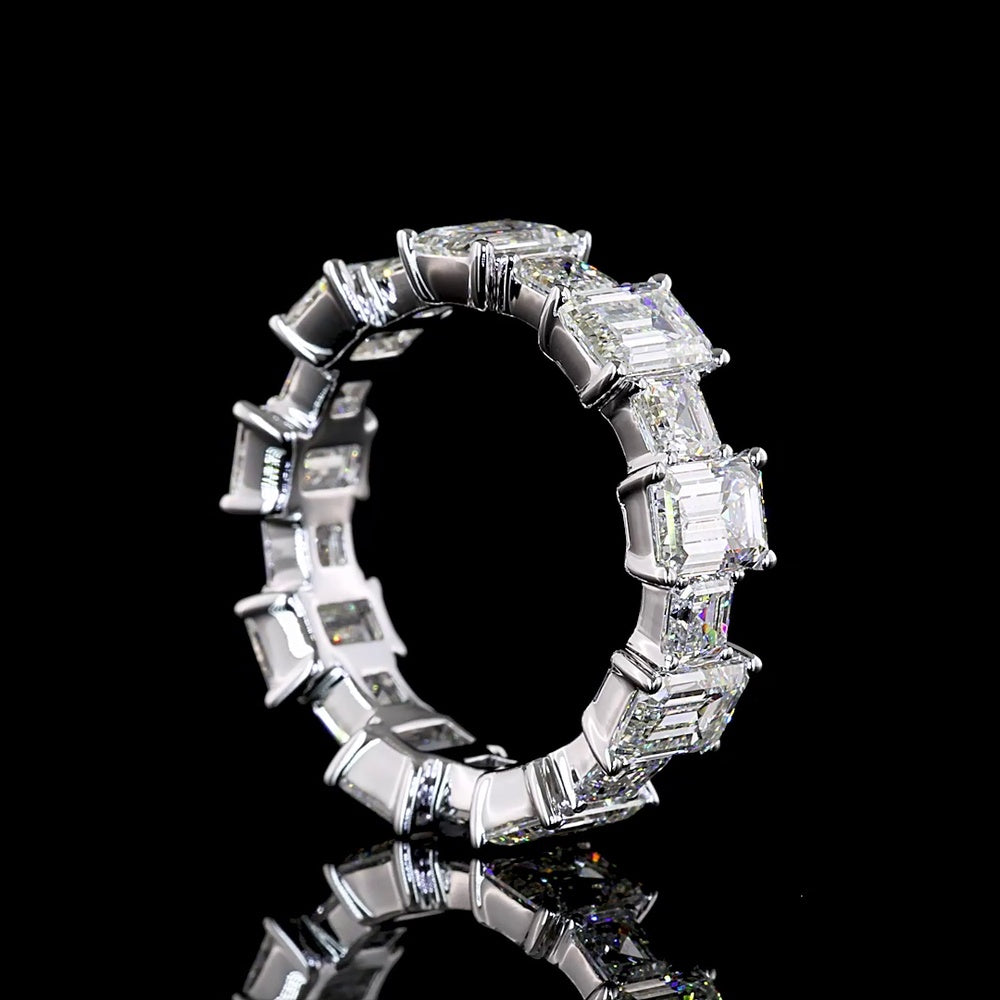 14K White Gold Eternity Band with Alternating Emerald Cut and Asscher Cut Lab Diamonds - 7.07 Carats Total Diamond Weight - Covaloro Fine Jewelry