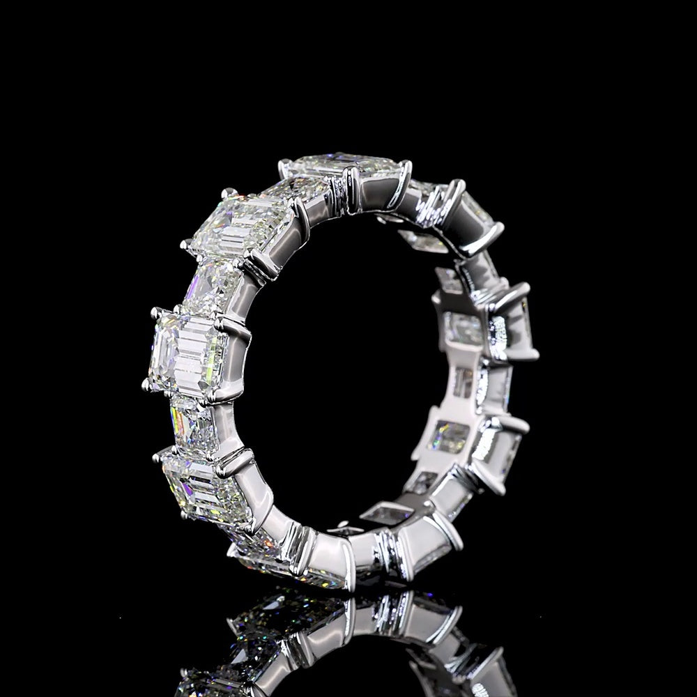 14K White Gold Eternity Band with Alternating Emerald Cut and Asscher Cut Lab Diamonds - 7.07 Carats Total Diamond Weight - Covaloro Fine Jewelry
