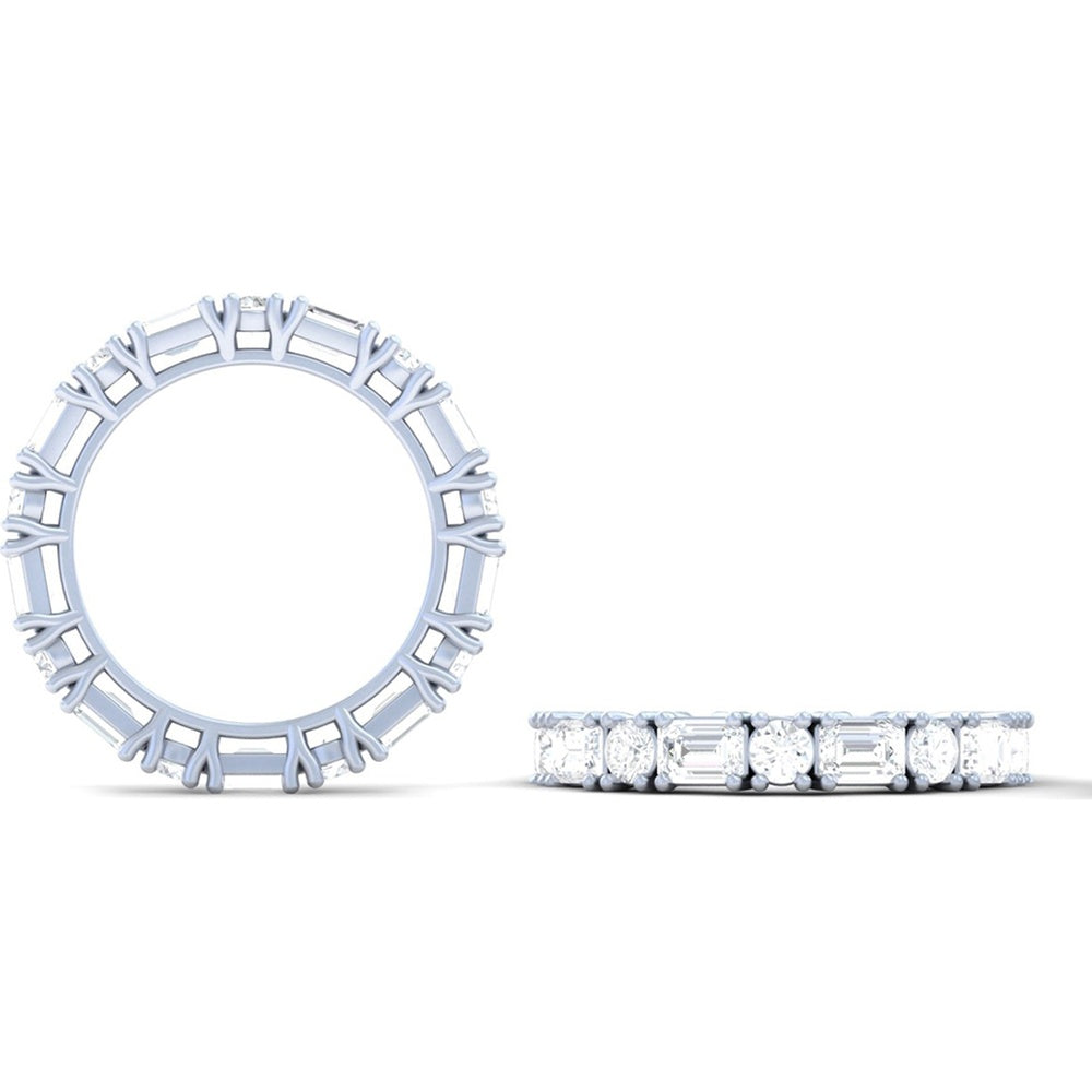 14K White Gold Eternity Band with Alternating Emerald Cut and Brilliant Cut Lab Diamonds - 3.01 Carats Total Diamond Weight - Covaloro Fine Jewelry