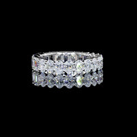 14K White Gold Eternity Band with Alternating Emerald Cut and Oval Cut Lab Diamonds - 3.79 Carats Total Diamond Weight - Covaloro Fine Jewelry