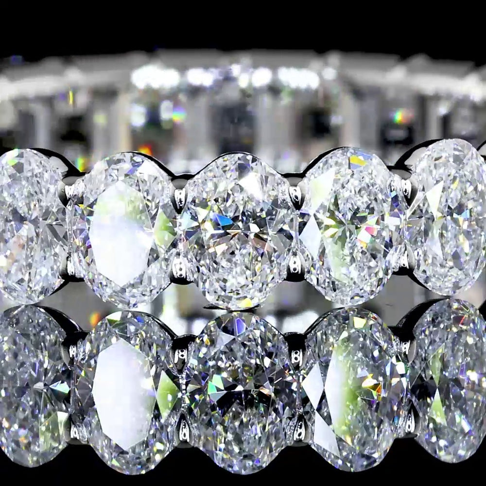 14K White Gold Eternity Band with Alternating Emerald Cut and Oval Cut Lab Diamonds - 3.79 Carats Total Diamond Weight - Covaloro Fine Jewelry
