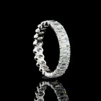 14K White Gold Eternity Band with Alternating Emerald Cut and Oval Cut Lab Diamonds - 3.79 Carats Total Diamond Weight - Covaloro Fine Jewelry