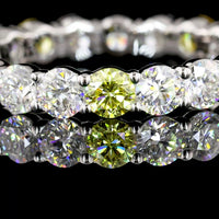 14K White Gold Eternity Band with Alternating Fancy Yellow and White Round Lab Diamonds - 2.20 Carats Total Diamond Weight - Covaloro Fine Jewelry