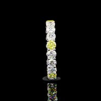 14K White Gold Eternity Band with Alternating Fancy Yellow and White Round Lab Diamonds - 2.20 Carats Total Diamond Weight - Covaloro Fine Jewelry