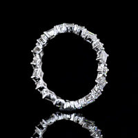 14K White Gold Eternity Band with Alternating Inclined Emerald-Cut and Round Lab Diamonds - 1.19 Carats Total Diamond Weight - Covaloro Fine Jewelry