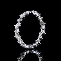 14K White Gold Eternity Band with Alternating Inclined Emerald-Cut and Round Lab Diamonds - 1.19 Carats Total Diamond Weight - Covaloro Fine Jewelry