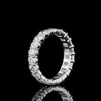 14K White Gold Eternity Band with Alternating Oval and Emerald Cut Lab Diamonds - 3.86 Carats Total Diamond Weight - Covaloro Fine Jewelry