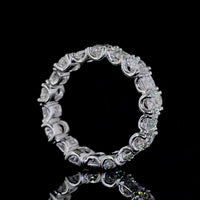 14K White Gold Eternity Band with Alternating Oval and Emerald Cut Lab Diamonds - 4.76 Carats Total Diamond Weight - Covaloro Fine Jewelry