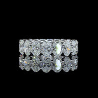 14K White Gold Eternity Band with Alternating Oval and Emerald Cut Lab Diamonds - 5.80 Carats Total Diamond Weight - Covaloro Fine Jewelry
