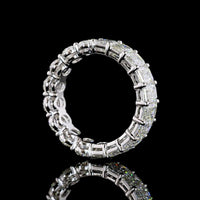 14K White Gold Eternity Band with Alternating Oval and Emerald Cut Lab Diamonds - 5.80 Carats Total Diamond Weight - Covaloro Fine Jewelry