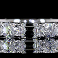 14K White Gold Eternity Band with Alternating Oval and Emerald Cut Lab Diamonds in East-West U-Prong Setting - 2.06 Carats Total Diamond Weight - Covaloro Fine Jewelry