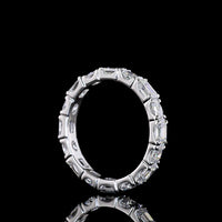 14K White Gold Eternity Band with Alternating Oval and Emerald Cut Lab Diamonds in East-West U-Prong Setting - 2.06 Carats Total Diamond Weight - Covaloro Fine Jewelry