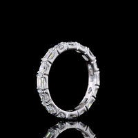 14K White Gold Eternity Band with Alternating Oval and Emerald Cut Lab Diamonds in East-West U-Prong Setting - 2.06 Carats Total Diamond Weight - Covaloro Fine Jewelry