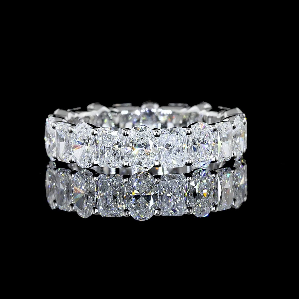 14K White Gold Eternity Band with Alternating Radiant and Oval Cut Lab Diamonds - 3.66 Carats Total Diamond Weight - Covaloro Fine Jewelry