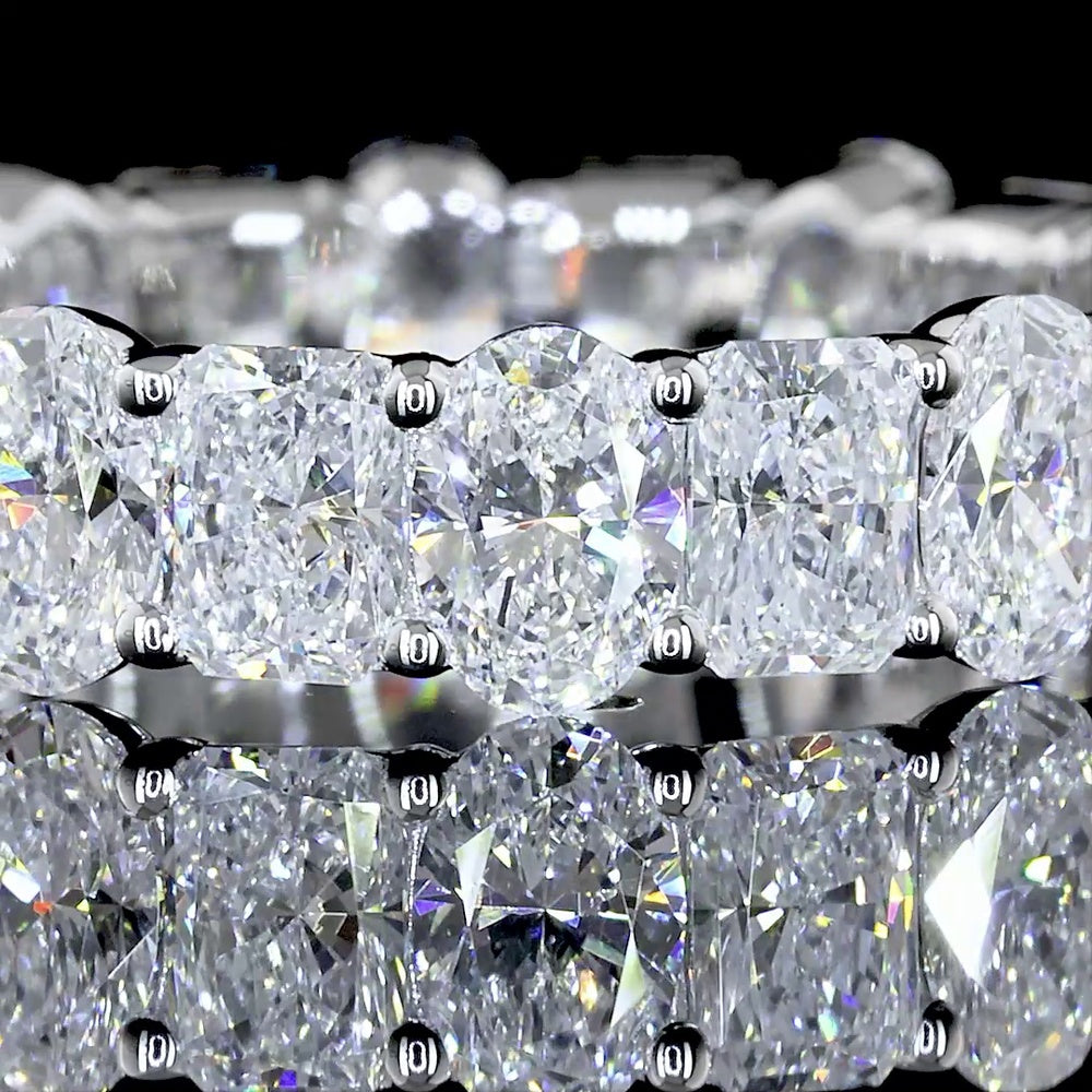 14K White Gold Eternity Band with Alternating Radiant and Oval Cut Lab Diamonds - 3.66 Carats Total Diamond Weight - Covaloro Fine Jewelry