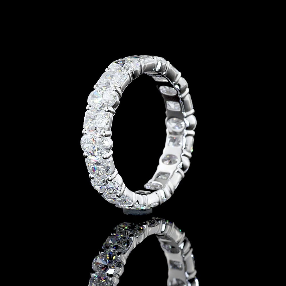 14K White Gold Eternity Band with Alternating Radiant and Oval Cut Lab Diamonds - 3.66 Carats Total Diamond Weight - Covaloro Fine Jewelry