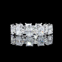 14K White Gold Eternity Band with Alternating Radiant Cut and Brilliant Cut Lab Diamonds - 3.09 Carats Total Diamond Weight - Covaloro Fine Jewelry