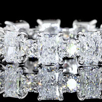 14K White Gold Eternity Band with Alternating Radiant Cut and Brilliant Cut Lab Diamonds - 3.09 Carats Total Diamond Weight - Covaloro Fine Jewelry