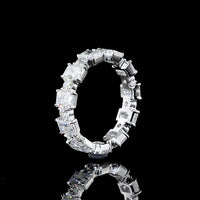 14K White Gold Eternity Band with Alternating Radiant Cut and Brilliant Cut Lab Diamonds - 3.09 Carats Total Diamond Weight - Covaloro Fine Jewelry