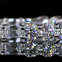 14K White Gold Eternity Band with Alternating Round Brilliant and Emerald Cut Lab Diamonds - 1.97 Carats Total Diamond Weight - Covaloro Fine Jewelry