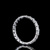 14K White Gold Eternity Band with Alternating Round Brilliant and Emerald Cut Lab Diamonds - 1.97 Carats Total Diamond Weight - Covaloro Fine Jewelry