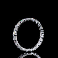 14K White Gold Eternity Band with Alternating Round Brilliant and Emerald Cut Lab Diamonds - 1.97 Carats Total Diamond Weight - Covaloro Fine Jewelry