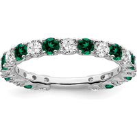 14K White Gold Eternity Band with Alternating Round Diamonds and Lab-Created Emeralds - 1.47 Carat Total Gem Weight by 0