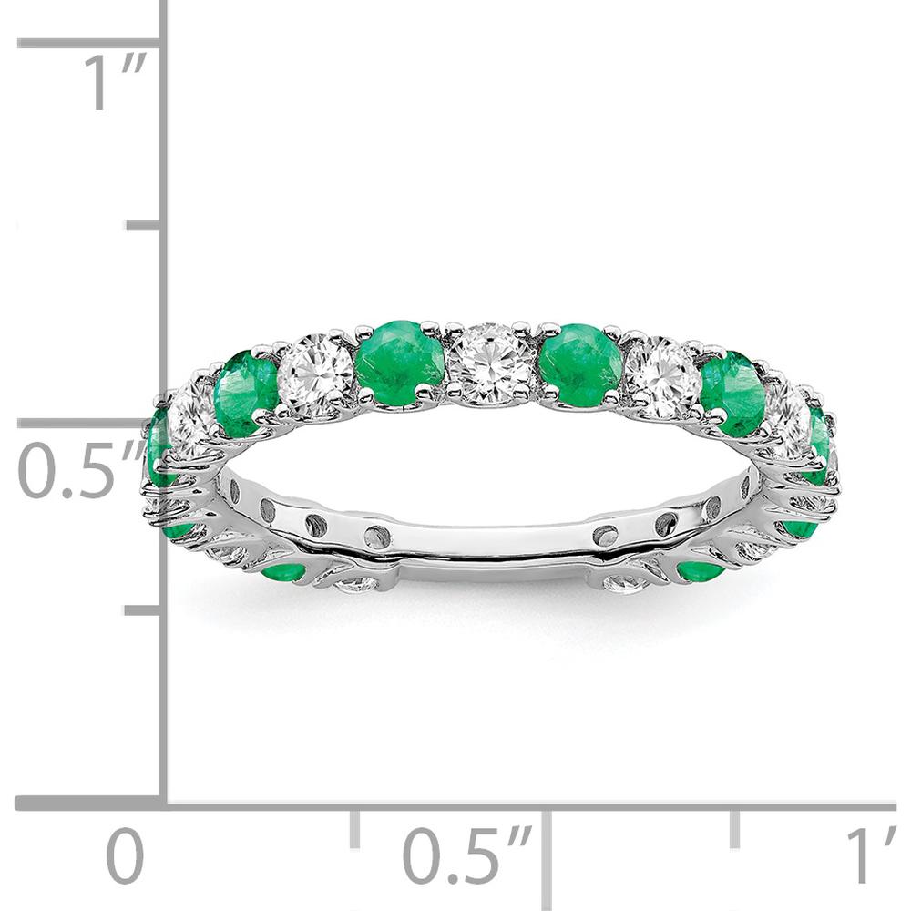 14K White Gold Eternity Band with Alternating Round Diamonds and Lab-Created Emeralds - 1.47 Carat Total Gem Weight by 0