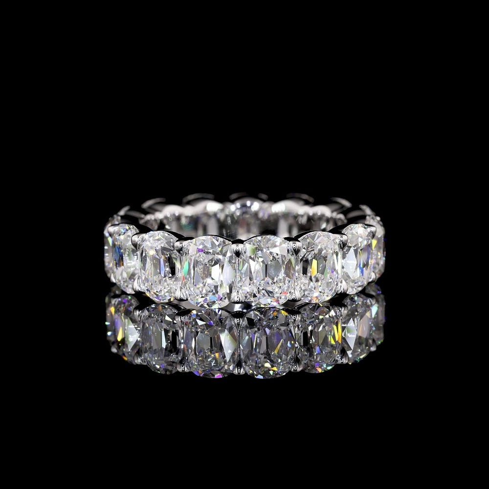 14K White Gold Eternity Band with Antique Cushion Cut Lab Grown Diamonds - 7.92 Carat Total Weight, 15 Stones - Covaloro Fine Jewelry