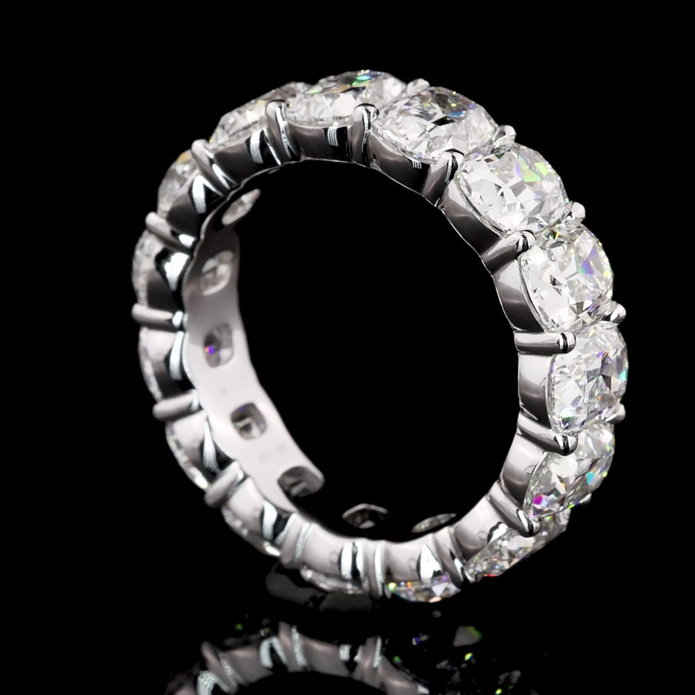 14K White Gold Eternity Band with Antique Cushion Cut Lab Grown Diamonds - 7.92 Carat Total Weight, 15 Stones - Covaloro Fine Jewelry
