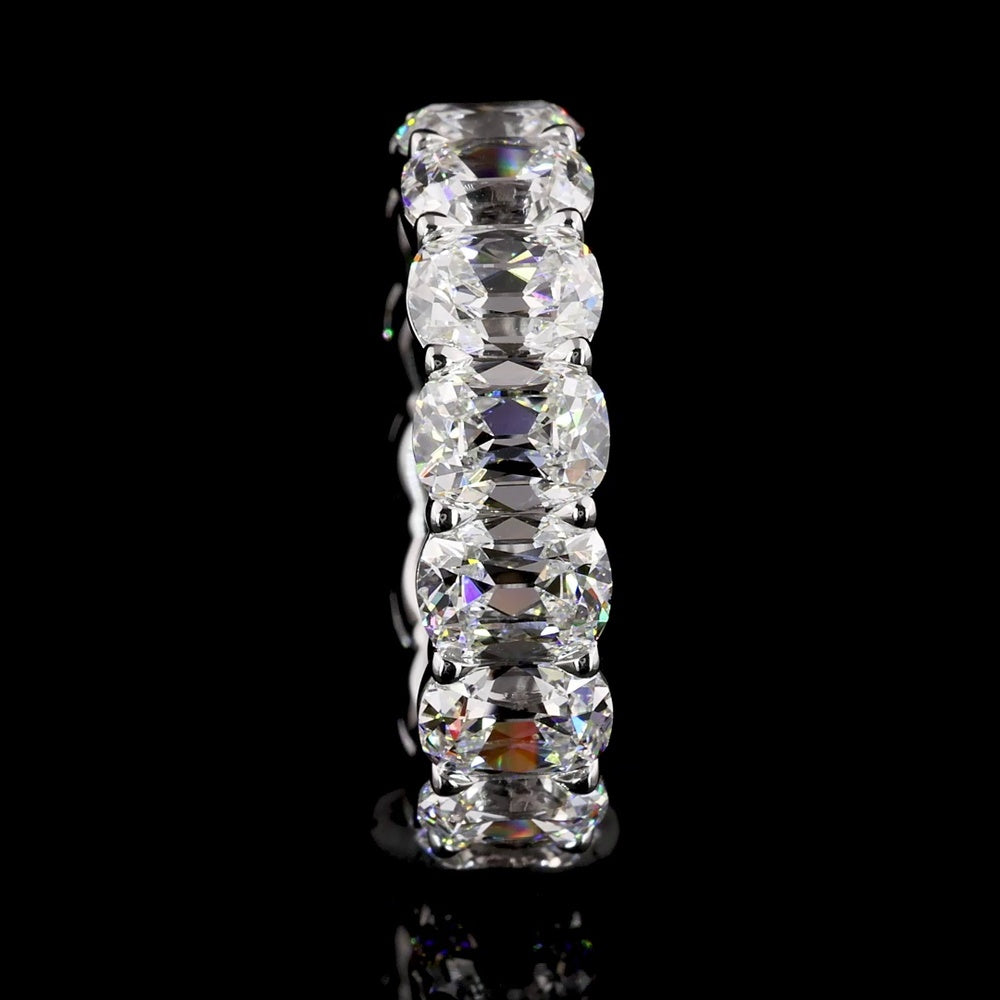 14K White Gold Eternity Band with Antique Cushion Cut Lab Grown Diamonds - 7.92 Carat Total Weight, 15 Stones - Covaloro Fine Jewelry