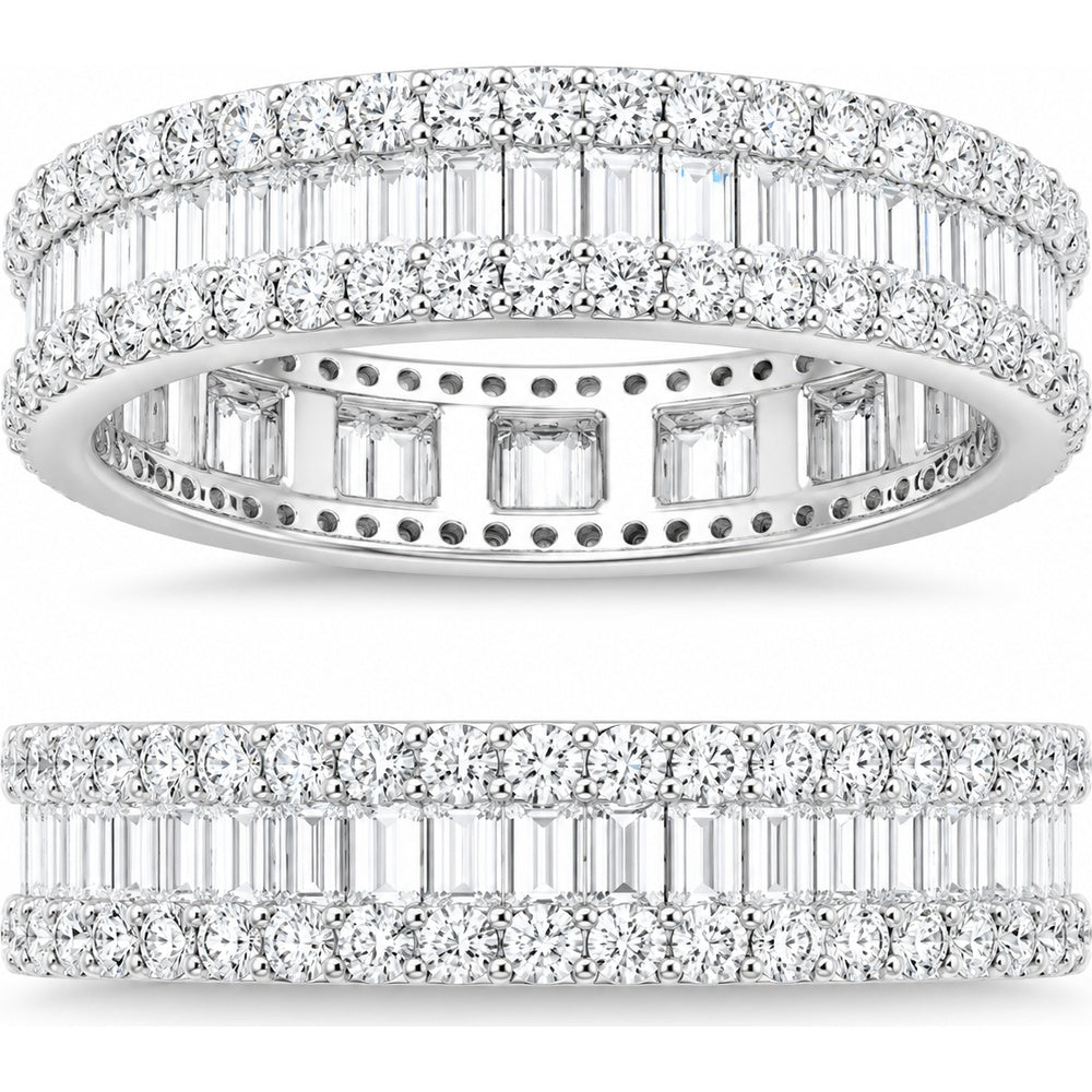 14K White Gold Eternity Band with Baguette and Round Diamonds - 1.26 Carat Total Diamond Weight by Auriventus