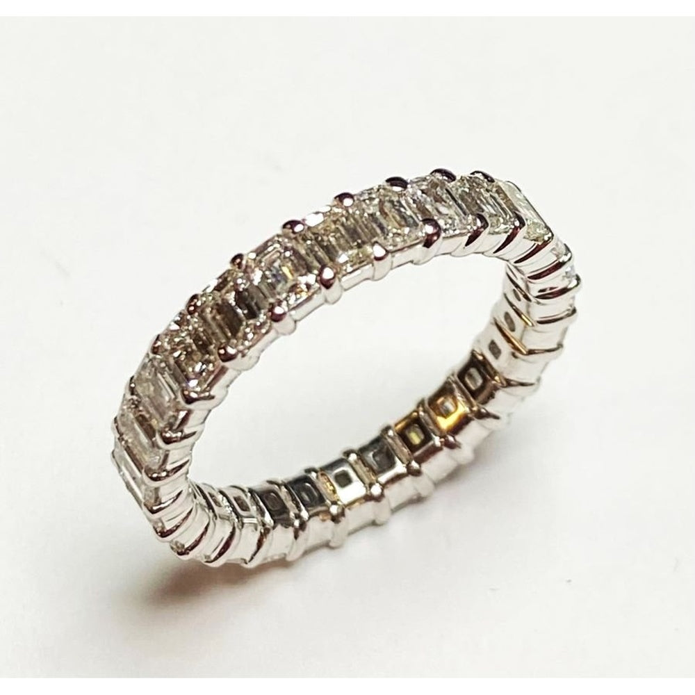 14K White Gold Eternity Band with Bar-Set Emerald Cut Diamonds - 3.24 Carat Total Diamond Weight by Auriventus