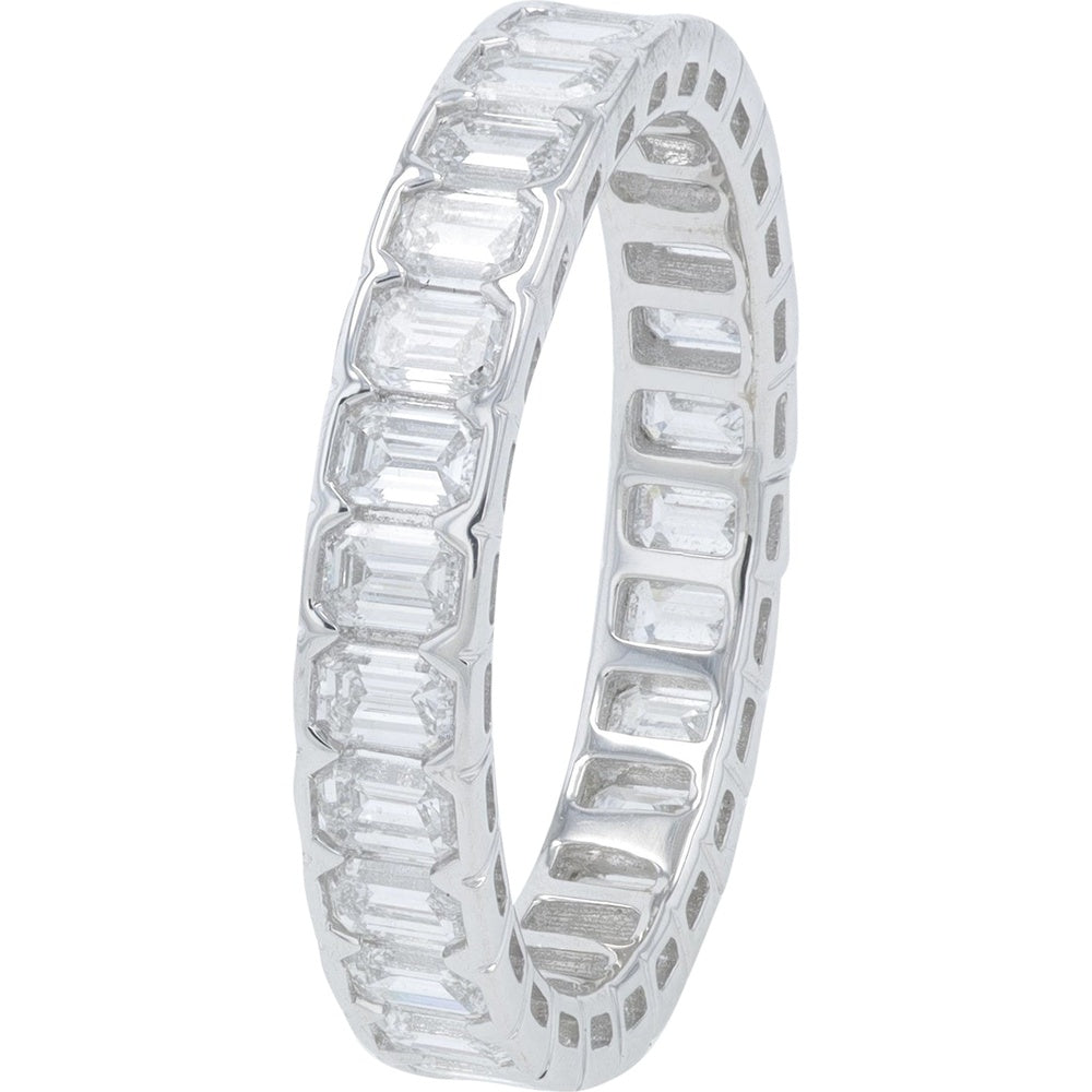 14K White Gold Eternity Band with Bar-Set Emerald Cut Lab Grown Diamonds - 2.00 Carat Total Diamond Weight