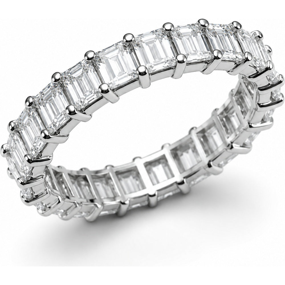 14K White Gold Eternity Band with Bar Set Emerald Cut Lab Grown Diamonds - 4.08 Carat Total Diamond Weight by Auriventus