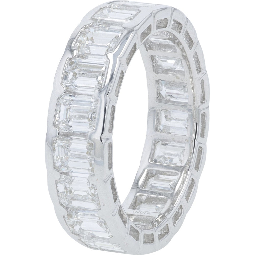 14K White Gold Eternity Band with Bar Set Rectangular Lab Grown Diamonds - 5.00 Carat Total Diamond Weight