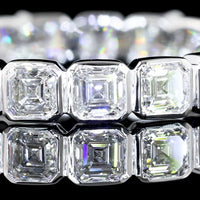 14K White Gold Eternity Band with Bezel-Set Asscher Cut Lab Diamonds - 19 Stones, 1.90 Carat Total Weight, E-F Color VS1 Clarity - Covaloro Fine Jewelry