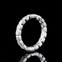 14K White Gold Eternity Band with Bezel-Set Asscher Cut Lab Diamonds - 19 Stones, 1.90 Carat Total Weight, E-F Color VS1 Clarity - Covaloro Fine Jewelry