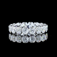 14K White Gold Eternity Band with Bezel Set Cushion Brilliant Cut Lab Diamonds - 2.15 Carat Total Weight - Covaloro Fine Jewelry