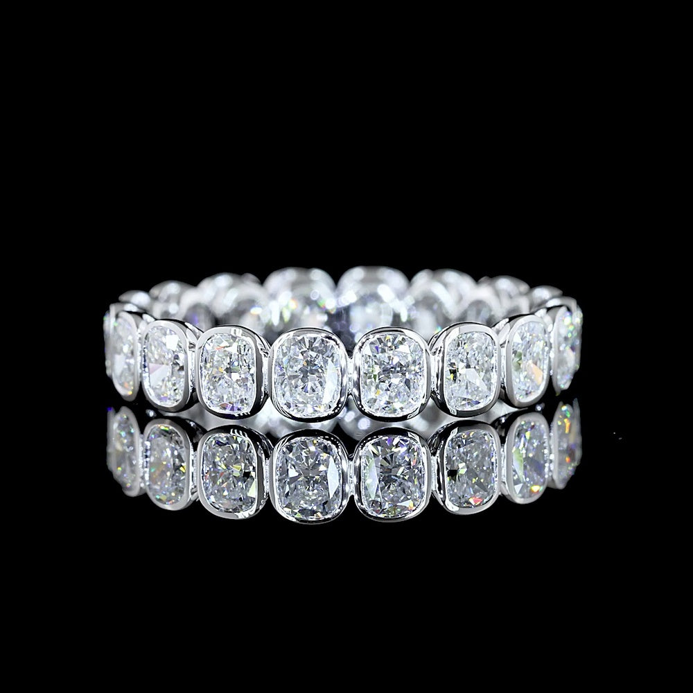 14K White Gold Eternity Band with Bezel Set Cushion Brilliant Cut Lab Diamonds - 2.15 Carat Total Weight - Covaloro Fine Jewelry