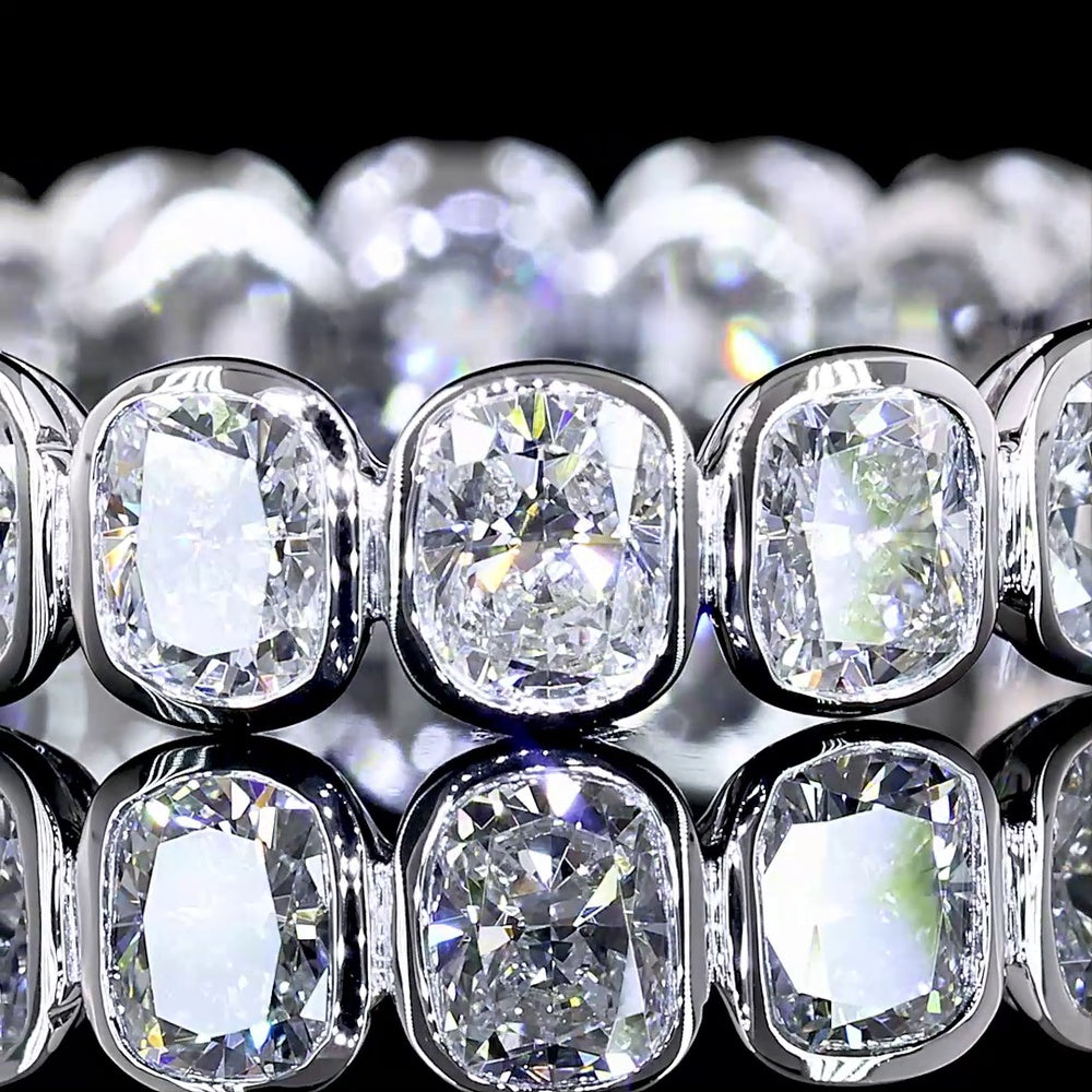 14K White Gold Eternity Band with Bezel Set Cushion Brilliant Cut Lab Diamonds - 2.15 Carat Total Weight - Covaloro Fine Jewelry