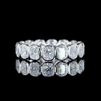 14K White Gold Eternity Band with Bezel Set Cushion Brilliant Cut Lab Diamonds - 3.34 Carat Total Weight - Covaloro Fine Jewelry