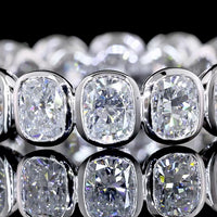 14K White Gold Eternity Band with Bezel Set Cushion Brilliant Cut Lab Diamonds - 3.34 Carat Total Weight - Covaloro Fine Jewelry